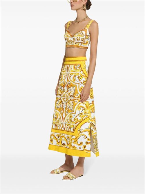 Midi skirt with majolica print DOLCE & GABBANA | F4CUNTFPTAXHG5DQ